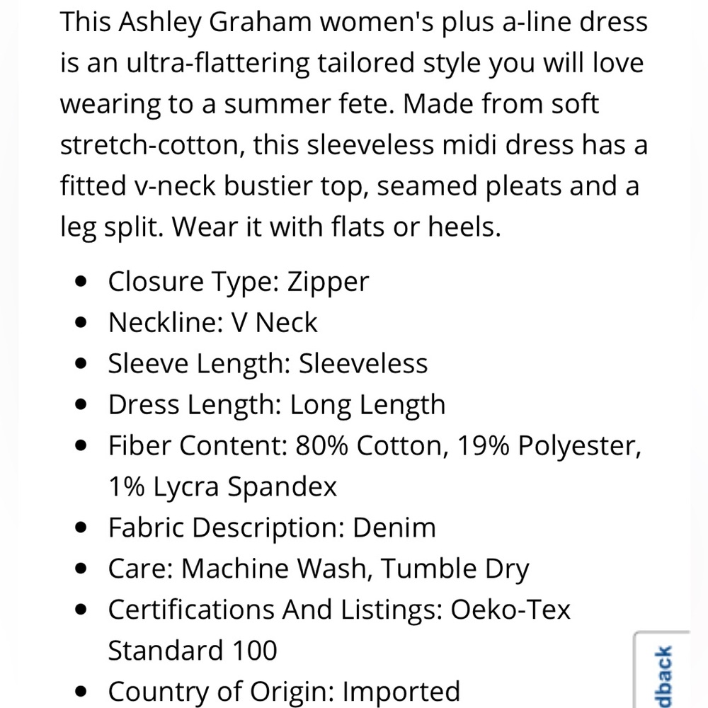 Ashley Graham Dark Denim Midi Dress with Side Slit Sz 18W NWT - Picture 9 of 9